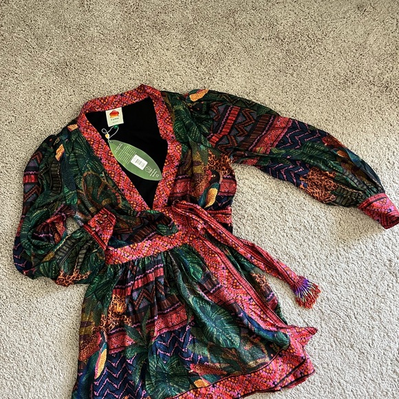 NWT Farm Rio Forest Tapestry Wrap Mini Dress - Size Medium - Picture 9 of 10